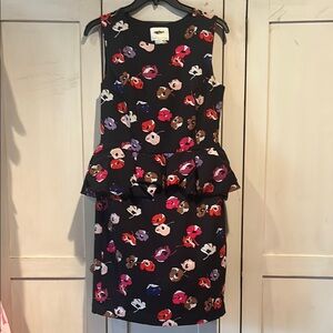 KATE SPADE black Floral Sleeveless Peplum Dress size 4